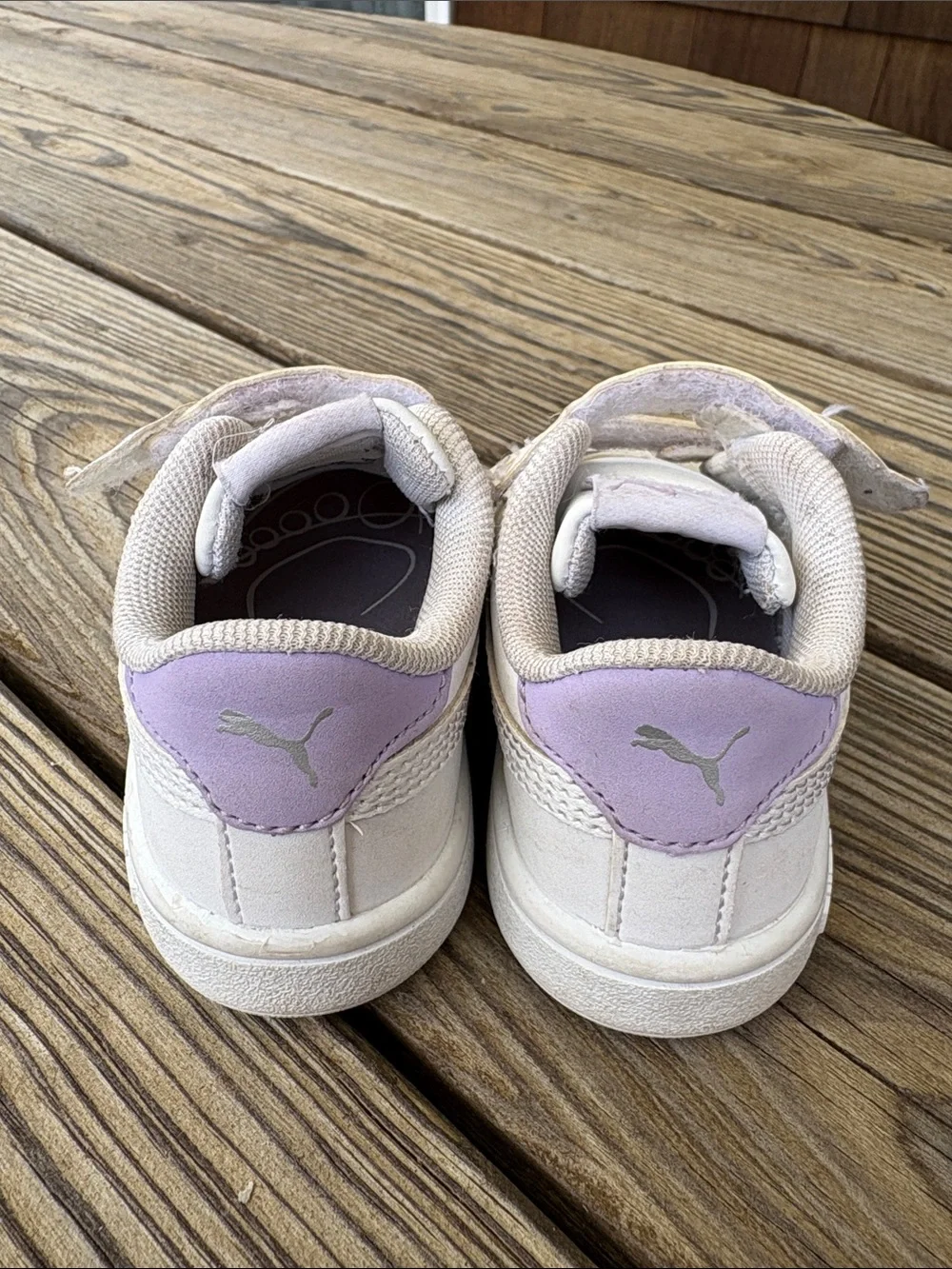 Puma Kids White & Lavender Butterfly Velcro Sneakers, 5